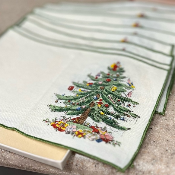 Vintage set of 8 linen cocktail napkins by Spode - Picture 2 of 6